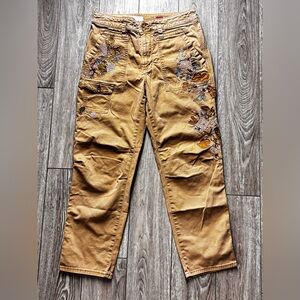 Anthropologie wanderer embroidered pants